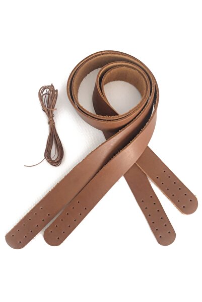 alfa tasarım atölyesi Hakiki Deri Dikilebilir Çanta Sapı (ÇİFT/75 CM) - Fındık Rengi