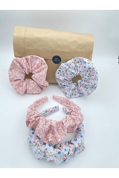 White Alamode Set de catarame cu coroană florală albastră și roz din colecția specială de toamnă
