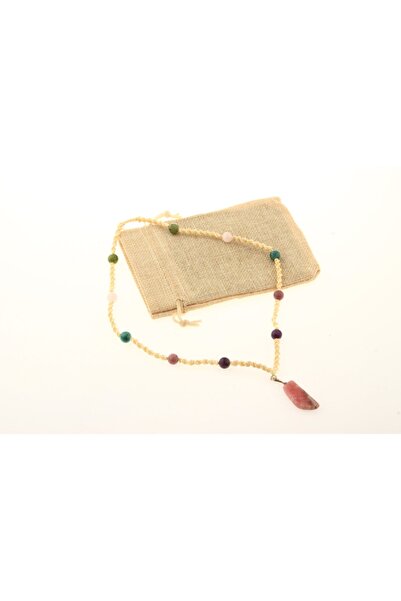 OSMANLI DEĞERLİ TAŞ Sertifikalı Ametist, Krizokol, Rodonit, Pembe Kuvars, Yeşim, Rodokrozit Doğal Taşlı Kolye