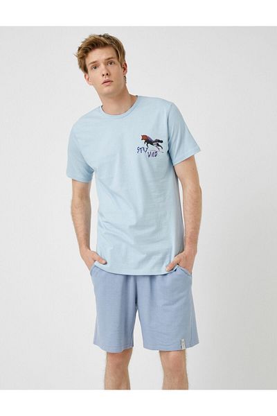 Koton Ανδρικό T-Shirt A.Blue Printed Βαμβακερό