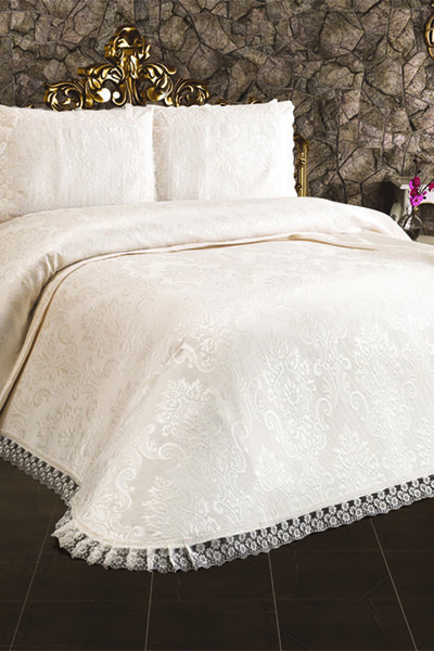 bursa çeyiz طقم بيكيه مزدوج من بيرفين - كريمي