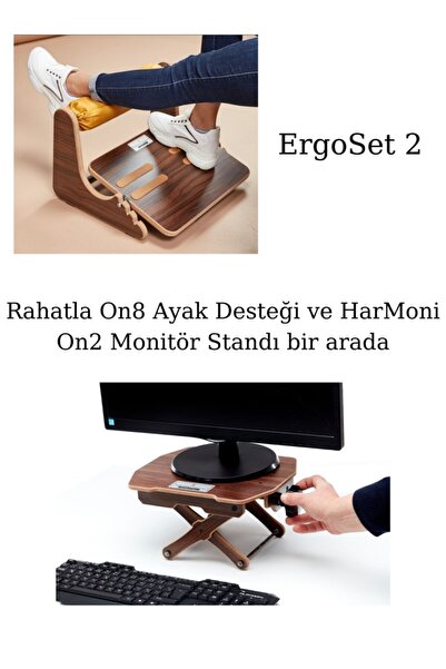 Koltana Ergonomi Rahatla On8 Ayak Desteği + Harmoni On2 Yükseklik Ayarlı Moni...