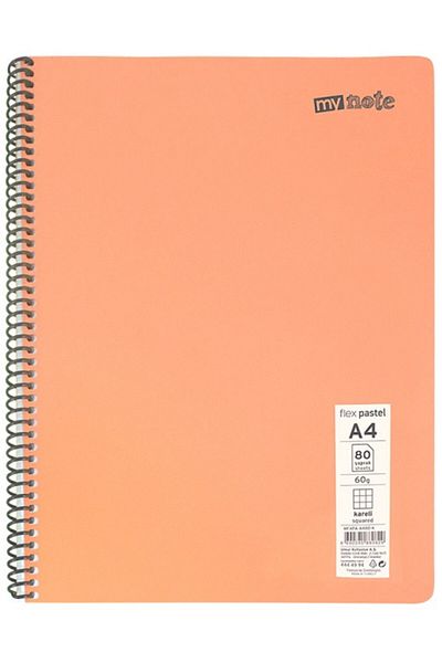 Mynote A4 Flex PP Spiral Plastic Cover Notebook 120 Sheets Checkered