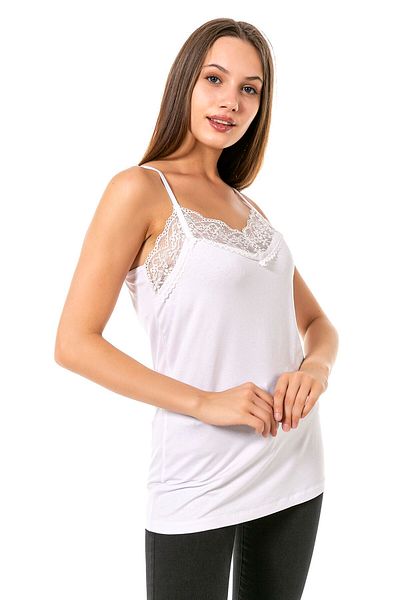 DISENTIS MODEST White Lace Women's Bodysuit - Adjustable Straps