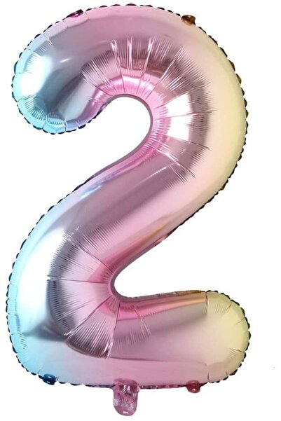BİDOLUMUTLULUK Rainbow color number 2 foil balloon 34 inch 76 cm