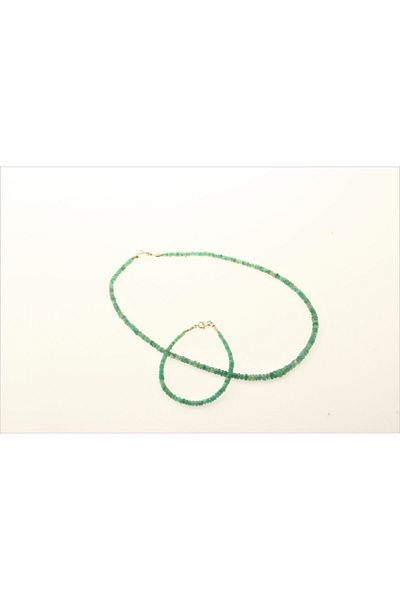 OSMANLI DEĞERLİ TAŞ Certified Emerald Natural Stone Bracelet and Necklace Set