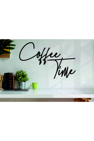 NT Handmade Siyah Ahşap Coffee Time Kahve Zamanı Duvar Süsü Yazısı Mutfak Cafe Için Duvar Dekoru 45x30 cm Tablo