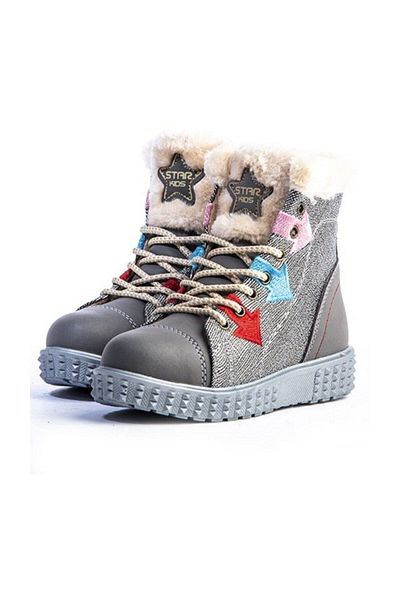 MORENİCA F0011 Star Kids Silver Shearling Παιδικές Μπότες