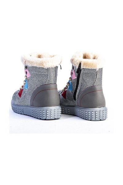 MORENİCA F0011 Star Kids Silver Shearling Παιδικές Μπότες