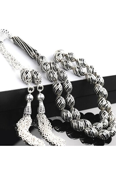 USTATESBİH Çeşmi Bülbül Model Yoğun Gümüş Işlemeli 925 Ayar Gümüş Püskül Süslemeli Erzurum Oltu Tesbih