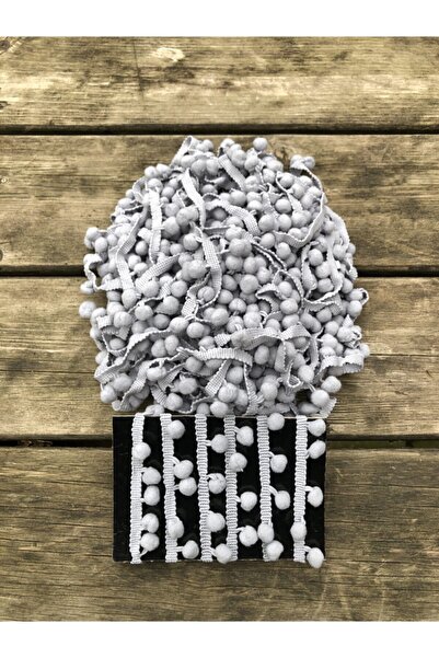 Kreatif Mağaza Γκρι κορδέλα Pompom 3 μέτρων – Διακοσμητική κορδέλα