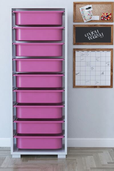 Remaks 9 Sepetli Oyuncak Dolabı Çok Amaçlı Dolap - Pembe