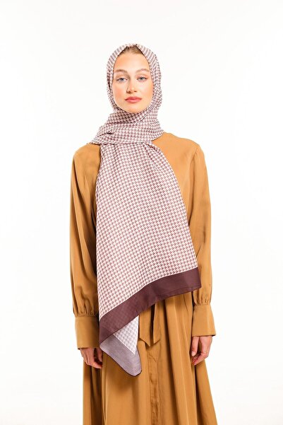 19V69 ITALIA Dark Brown Shawl Houndstooth Pattern Pavia Series with Scarf Hanger and Gift Set 90x200 Cm