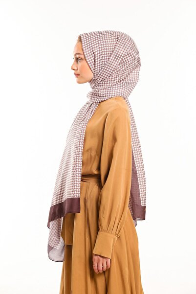 19V69 ITALIA Dark Brown Shawl Houndstooth Pattern Pavia Series with Scarf Hanger and Gift Set 90x200 Cm