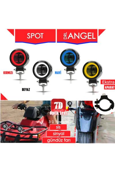 C9 Offroad Ve Motosiklet Led Sis Farı Yuvarlak 2 Adet Angel Beyaz