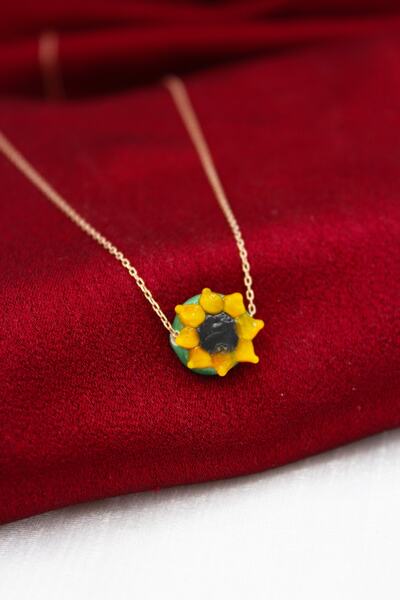 Silver And Silver Kadın Gümüş Rose Ay Çiçeği Figürlü Kolye