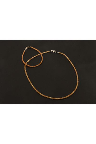OSMANLI DEĞERLİ TAŞ Certified Yellow Sapphire Natural Stone Bracelet and Necklace Set