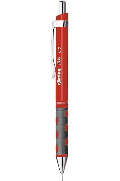 Rotring Tikky 0.7 mm Mechanical Pencil Set - 2B Nib and Medium Eraser Red