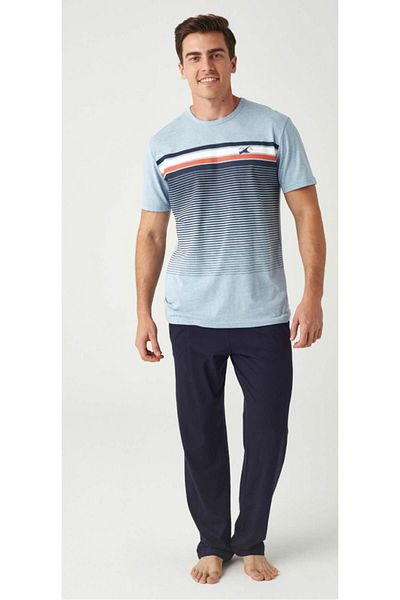 Mod Collection Men's Blue Combed Cotton Pajama Set