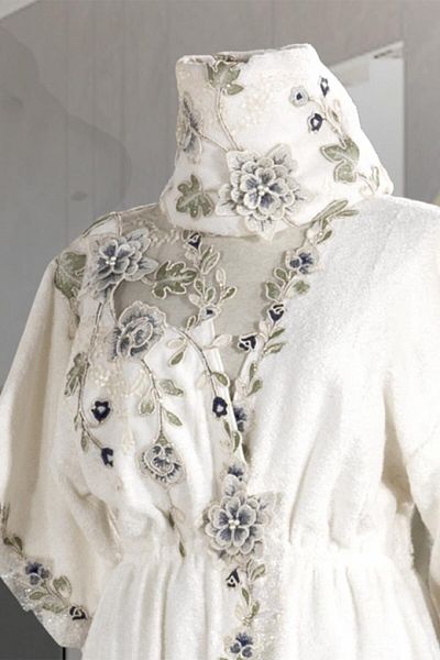 ZEBRA CASA Azur 3 Piece Honeymoon Bathrobe Cream Navy Blue