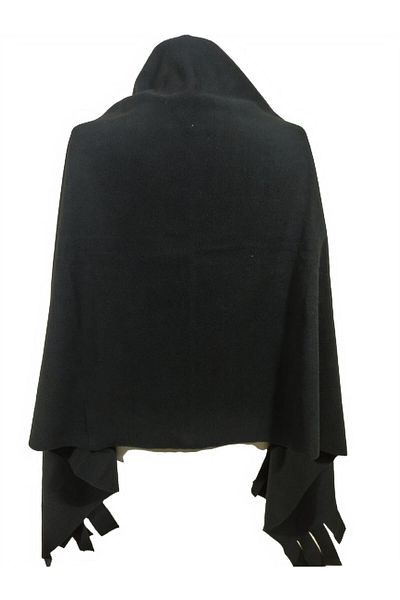 PAKER GİYİM Black Winter Tassel Detailed Fleece Shawl Shoulder Shawl