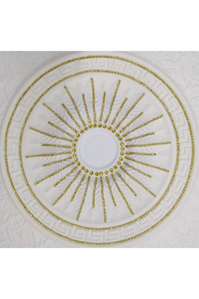 yeditepe osmanlı Taşlı Versace Desenli Stropiyer Tavan Göbeği - 40 Cm - Altın...