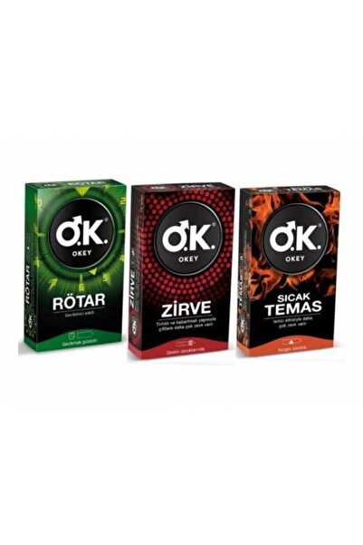 Okey Prezervatif Rötar 10 Lu + Zirve 10 Lu + Çifte Haz 10 Lu