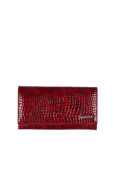 Aka Deri 470 Snake Pattern 100% Genuine Leather Women's Wallet Red