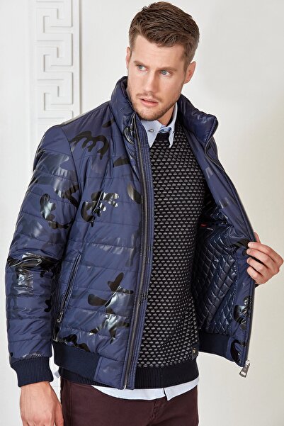 Mondo Kamuflaj Desenli Lacivert Şişme Mont