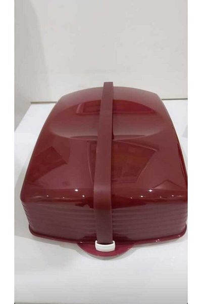 Tupperware Claret Red Cake Pastry Serving and Fan