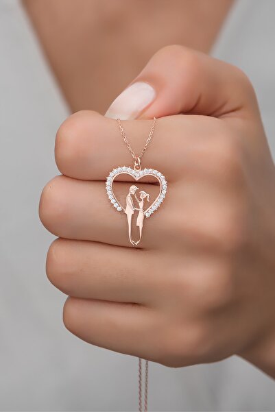 Nereze 925 Ayar Gümüş Kalp Sevgililer Aşkkolye