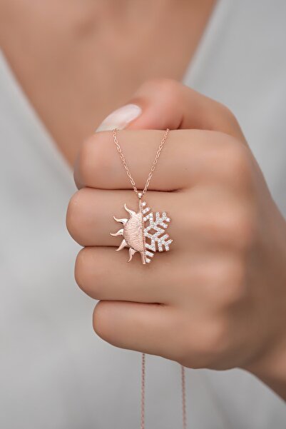 Nereze 925 Ayar Gümüş Kartanesi Ve Güneş Tasarım Kolye