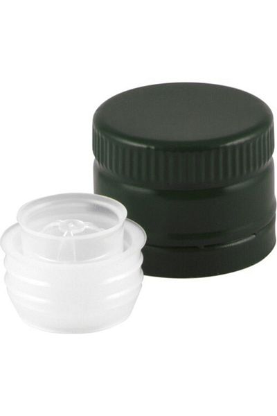 Mahi Max Laprenta Dark Green Metallic Bottle Cap with Plastic Pourer 31.5 X 44 Mm - 50 Pieces