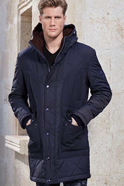 Mondo Lacivert Kapüşonlu Kaban