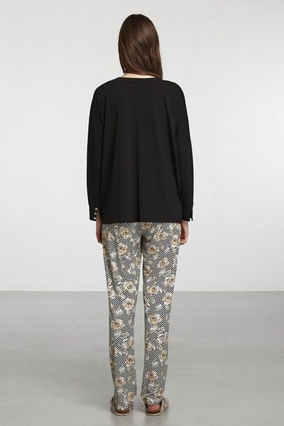 Penyemood Set pijama neagră tricotată cu decolteu în V