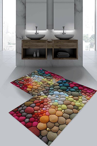 Resmiro Rengarenk Bubble Banyo Paspası