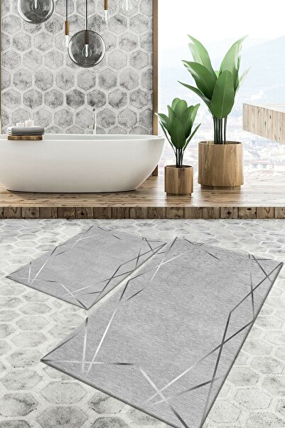 Resmiro Halı 2li Yıkanabilir Leke Tutmaz Kaymaz Tabanlı Klozet Takımı 50x60 C...