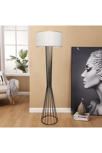 HOMİNG Daisy Gold Detaylı Silindir Başlıklı Metal Lambader Ayd-3060