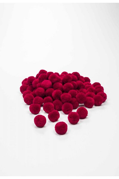 Yumuşakkeçe Pompom Wool 20mm Pack of 100 – Claret Red