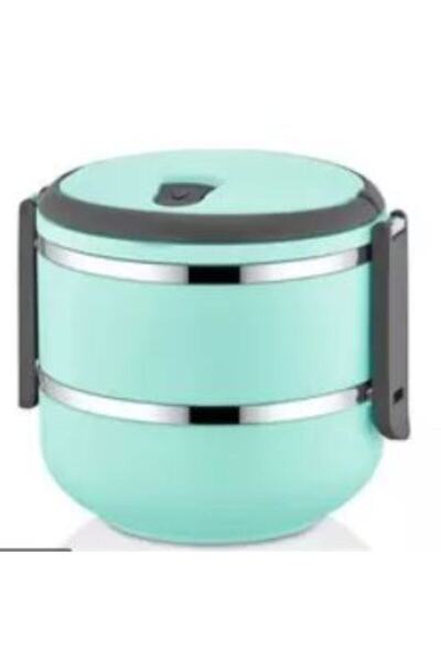 FreshBox 2 Li Mandallı Sefer Tası Çelik Yemek Termosu Turkuaz