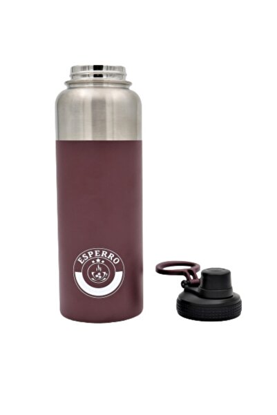 Esperro Stainless Steel Thermos 1.1 L, Burgundy Color, Vacuum Tea Thermos, Home, Office, Camping
