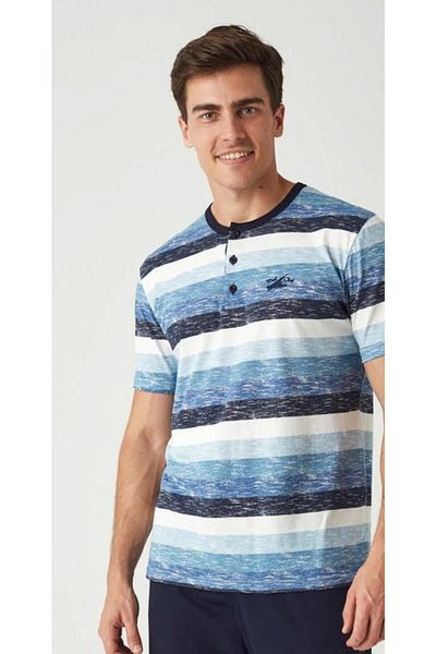 Mod Collection Men's Blue Navy Combed Cotton Pajama Set