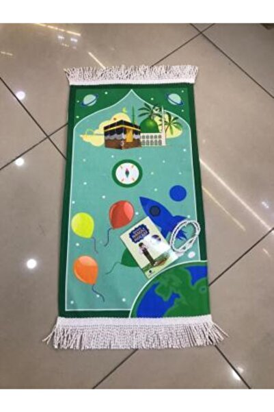 Hicaz Pazarı Küçük Boy Dijital Baskı Çocuk Seccadesi Namaz Kitabı,tesbih