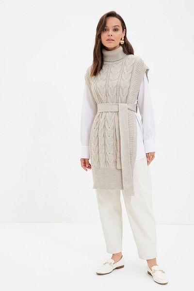 Trendyol Modest Pullover Weste - Beige - Regular Fit