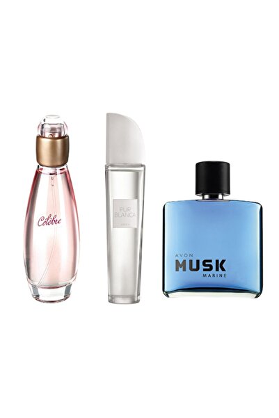 AVON Celebre Edt 50 Ml + Pur Blanca Edt 50 Ml + Musk Marine Edt 75 Ml 3lü Set