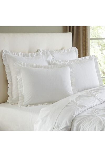 METİNEV White Frilly Pillowcase Cotton Satin