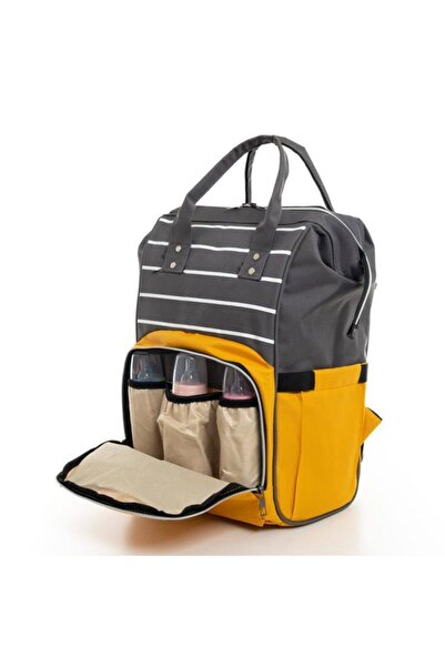 Happy Baby Fonksiyonel Termo Anne Bebek Bakım Sırt Çantası Sarı Gri