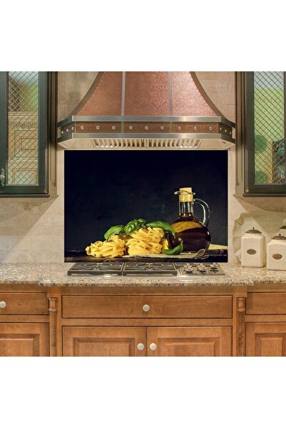 StickerArt Mutfak Duvar Tezgah Arası Ocak Arkası Sticker Kaplama Makarna Zeyt...