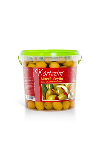 Körfezim Biber Dolgulu Yeşil Zeytin - (4XL) - 1 Kg (Kalibre: 141-160)