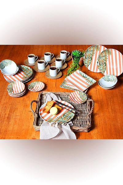 Porland Bahama 30 Piece Porcelain Breakfast Set for 6 People